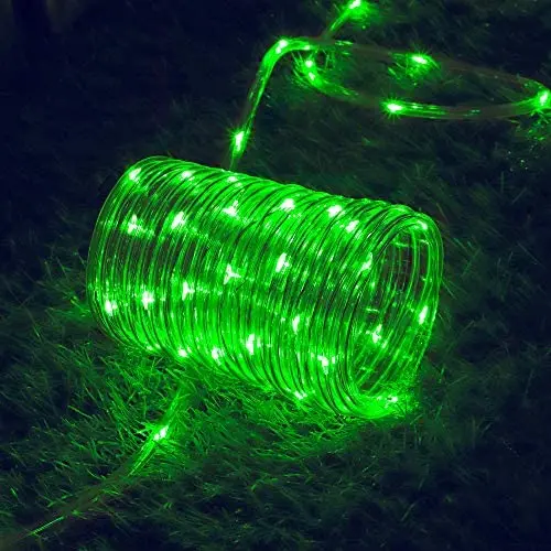 Hopolon Outdoor Rope String Lights, 4.5V Safety UL Plug Powered Waterproof Tube Light with 100 LED, 33 feet 8 Modes Copper Fairy Lights for Garden Fence Patio Yard Wedding Christmas Hall (Green)