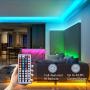 MINGER 32.8ft LED Strip Lights with Remote, RGB Color Changing Light Strips with 5050 LED Lights, Cutting Design, Back Adhesive for Bedroom, Living Room, Kitchen, 12V/3A Adapter, Non-Waterproof (2x5m)