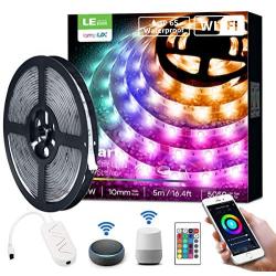 LE LED Strip Lights, 16.4ft WiFi Smart Waterproof Color Changing LED Strips, SMD 5050 LED Rope Light, App&Remote Controlled, Tape Light for Bedroom, Home and Kitchen