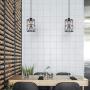 SHENGQINGTOP Black Industrial Metal Pendant Light, Cylindrical Pendant Light with Clear Glass Shape, New Transitional Hanging Lighting Fixture for Kitchen Island Counter Dining Room Bedroom Restaurant