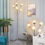 Modern Globe LED Floor Lamps for Living Room-DLLT Standing Lamps with 5 Lights for Bedroom, Tall Pole Tree Accent Lighting for Mid Century, Contemporary Home, G9 Bulb(Not Included) Glass Shade Silver