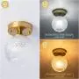 Semi Flush Mount Ceiling Light Fixture, Antique-Diamond Glass Globe Shade Gold Farmhouse Light Fixtures Ceiling for Kitchen Dining Room Bedroom Entryway Hallway Foyer Passway Laundry Room Schoolhouse