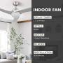 CO-Z 52’’ Modern Ceiling Fan with Lights and Remote, Contemporary Ceiling Fans Brushed Nickel Memory, Indoor LED Ceiling fan for Kitchen Bedroom Living Room, 3 Reversible ABS Blades in Brushed Nickel