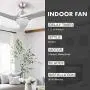 CO-Z 52’’ Modern Ceiling Fan with Lights and Remote, Contemporary Ceiling Fans Brushed Nickel Memory, Indoor LED Ceiling fan for Kitchen Bedroom Living Room, 3 Reversible ABS Blades in Brushed Nickel