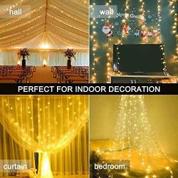 Ollny LED Curtain Lights 300 LED Hanging Lights 9.8Ft9.8Ft Fairy Lights with Remote 8 Modes and USB Plug in String Light for Bedroom Wall Decoration for Girl Children Indoor Outdoor Party Christmas