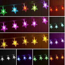 Multi Color Changing Star String Lights USB Powered,16.4ft 50 LED Hanging Xmas Fairy Lights with Remote Control Timer Mood Lighting for Bedroom Princess Castle Teepee Tent Party Decoration(16 Colors)