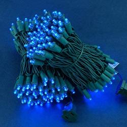 Blue Wide Angle LED Christmas Lights, 66 Ft 200 LED UL Certified Commercial Grade 5mm Holiday String Light, End to End Connectable Indoor & Outdoor Green Wire Lights Set (Blue)