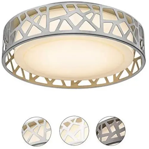 Ceiling Light Fixtures, VICNIE 14 inch 20W 1400 Lumens LED Flush Mount, Dimmable 3000K Warm White, Brush Nickel Finished, ETL Listed for Kitchen, Hallway, Bedroom, Stairways