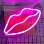 Lip Shape Neon Signs for Wall Decor,USB or Battery Decor LED Signs, LED Lights for Bedroom, Neon Lights for Bar,Christmas,Party,Baby,Kids, Girls Living Room(Pink)