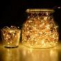 Twinkle Star 2 Set Christmas Fairy Lights Battery Operated, 33ft 100 Led String Lights Remote Control Timer Twinkle String Lights 8 Modes Firefly Lights for Garden Party Indoor Decor, Warm White