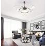 BIGBANBAN Modern Ceiling Fan with Lights and Remote,LED Chandelier Fans with 4 Retractable Blades,Brushed Nickel Finish for Dining Room 42 Inches (Sliver)