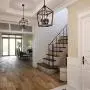 Farmhouse 4-Light Chandelier Rustic Wood Lantern Pendant Light with Imitation Wood and Iron Finish, Adjustable Height Hanging Lighting Fixtures for Dining Room Kitchen Island Hallway Foyer Entryway