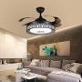 42 inch Ceiling Fan Light with Bluetooth Speaker and Remote Control, Modern 3-color Dimming Chandelier Mute Ceiling Fans with Lights for Bedroom Dining/Living Room (42inch-Black)