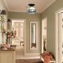 KWOKING Lighting Vintage Elk Pattern Ceiling Lighting Fixtures Tiffany Stained Glass Style Flush Mount Ceiling Light for Living Room, Hallway, Kitchen, Dining Room Black 7.48inch