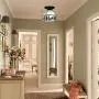 KWOKING Lighting Vintage Elk Pattern Ceiling Lighting Fixtures Tiffany Stained Glass Style Flush Mount Ceiling Light for Living Room, Hallway, Kitchen, Dining Room Black 7.48inch