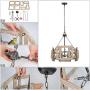 Farmhouse Chandelier, 4-Light Wood Chandelier, Drum Chandelier for Kitchen Island, Dining Room, 20'' Diameter, Weathered Brown