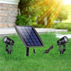 Led Solar Powered Landscape Spotlights, DLLT Waterproof Outdoor Landscaping Lights, 2-in-1 Solar Garden Exterior Wall Light for Tree Flag Yard Pool Lawn Driveway Security Lamps, Wireless Daylight