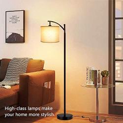 Lakumu Floor Lamp for Living Room, Modern Standing Lamp with Cream Color Fabric Lampshade for Bedroom, Office, Hotel ,Study Room with Floor Switch- E26 Medium Edison Lamp Base.