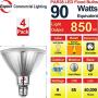 Explux 90W Equivalent Classic Full Glass LED PAR38 Spotlight Bulbs, 30° Spot Beam, 2700K 4-Pack, Dimmable, Outdoor Weatherproof, Soft White