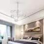 Modern Sputnik Chandelier 6 Lights Chrome,Mid-Century Glass Sphere Chrome Pendant Lighting for Bedroom Kitchen Dining Room by Bewamf (Bulbs Included)