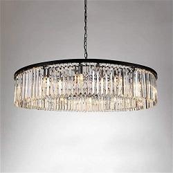 SUSUO Luxury Contemporary Round Island Crystal Chandelier with 8 Lights for Dining Room Living Room W33.5'' x H7''