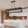TODOLUZ 5-Lights Metal Kitchen Island Lighting, Farmhouse Linear Pendant Light Fixture in Black Finish for Dining Room Table Bar