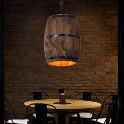 BoTaiDaHong Bar Cafe Lights Wood Wine Barrel Hanging Fixture Ceiling Pendant Lamp Lighting for Island Kitchen,Dining Room,Bedroom,Cafe,Bar,Club