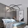 SUNMOO LED Modern Chandelier 2-Ring Led Pendant Light Circular Adjustable Chandelier Hanging Lighting for Dining Room Kitchen Living Room Bedroom 3000K Warm Light 55w (Black)