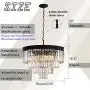 ANTILISHA Crystal Chandelier Lighting Pendant Ceiling Modern Chandeliers Light Fixture for Dining Rooms Entryway Living Room Fringe Raindrop Round Hanging Style