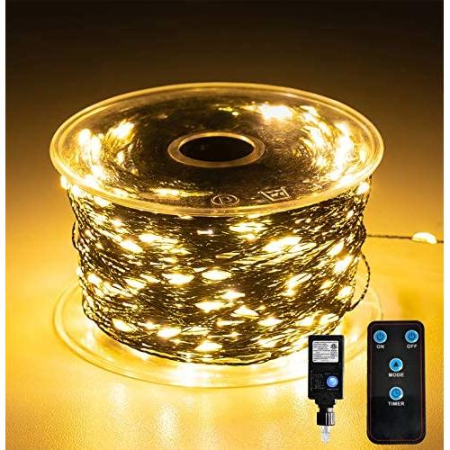 1000 LED Fairy Lights with Remote - 328FT Outdoor Long Christmas String Lights Plug in (Copper Wire Lights, Warm White)