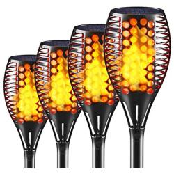 Solar Lights Outdoor, Waterproof Flickering Flames Torches Lights Upgraded Solar Spotlights Landscape Decoration Lighting Dusk to Dawn Auto On/Off Security Torch Light for Patio Deck Driveway (4Pack)