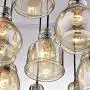 SAM Vintage Kitchen Chandelier, 8-Lights Island Cognac Glass Cluster Pendant Chandelier Antique, Antique Black Finish Ceiling Lights for Dining Room, Cafe, Antique Black Glass Light (Black Rectangle)