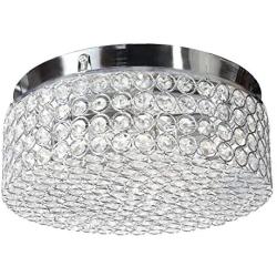 CO-Z Modern Crystal Ceiling Light Fixture, Flush Mount Ceiling Lights for Hallway Dining Bedroom Kitchen Bathroom, 120W Dimmable Close to Ceiling Lights with 12 Inch Round Crystal Shade