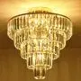MonDaufie Crystal Chandelier 10 Lights Dimmable Gold Crystal Chandelier Semi Flush Mount Ceiling Light Fixture for Living Room Dining Room Bedroom Bathroom, H20.5 x D20