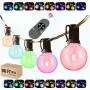 MEIDAODUO Color Changing Outdoor String Lights with Remote - 96ft Commercial Grade RGB Patio Lights, Dimmable LED Colored String Lights RGB Waterproof Café Ambience, Linkable MEIDAODUO Color Changing Outdoor String Lights with Remote - 96ft Commercial Grade RGB Patio Lights, Dimmable LED Colored String Lights RGB Waterproof Café Ambience, Linkable