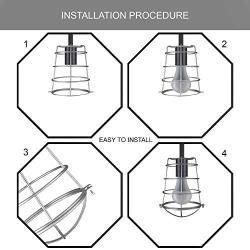 Dysmio Metal Wire Cage for Hanging Pendant Lighting, 2-1/4-Inch White Industrial Cage Neckless Metal Shade Ceiling Pendant Lights for Dining Room Bedroom Shade Pack of 2