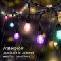 Outdoor String Lights - Patio Lights Color Changing String 15 LED Bulbs, 2.4GHz Wi-Fi App Controlled, Waterproof/Shatterproof 49Ft Extendable Color Wheel & Custom Scene for Christmas Works with Alexa
