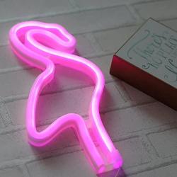 Flamingo Neon Light Wall Decor Neon Signs for Bedroom Girls Birthday Party Christmas Valentines Gift with Table Stand USB Plug and Battery Operated (NEFLM)