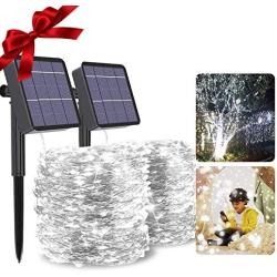 Mega-Loopolis 2-Pack 80Ft 480 LED Fairy Solar String Lights, Waterproof & Durable Twinkle String Lights with 8 Modes for Outdoor/Indoor, Starry Rope Lights for Wedding, Valentines Day,Patio,Garden