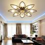 LITFAD Flower Semi Flush Mount Ceiling Light Metal 8 Lights Modern Ceiling Lamp Fixture Living Room Lamp LED Pandent Light in Black for Dinning Room Bedroom Restaurant