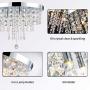 Modern Crystal Chandeliers Lighting Flush Mount LED Ceiling Light Fixture 5 Lights G9 Pendant Chandelier Diameter 15.7'' for Living Room Hallway Dining Room Bedroom (15.7in Transparent)