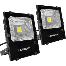 LEPOWER 20W LED Flood Light Outdoor, 1600lm Super Bright Work Light, 100W Halogen Bulb Equivalent, IP66 Waterproof Outdoor Landscape Floodlight with Plug, 6000K, Outdoor Led Lights(2 Pack)