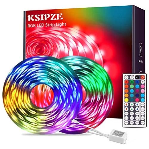 Ksipze RGB Led Strip Lights 50ft Color Changing with 44 Key Remote Kit for Room Bedroom Kitchen Home Indoor