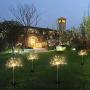 Solar Fireworks Light Outdoor 90L Garden Lights 8 Modes Starburst Lights Pathway Patio Lawn Backyard Christmas Party Holiday Wedding Decorative Lights (90LED Warm White-Oval)