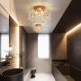 Q&S Small Chandelier, Modern Gold Mini Crystal Chandelier Ceiling Light Fixture for Bedroom,Hallway, Entryway ,G9 3-Light.