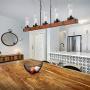 Wellmet Farmhouse Chandeliers for Dining Room, 5-Lights Kitchen Island Lighting, Rustic Wood Chandeliers with Seeded Glass Shades, 43'' Linear Hanging Pendant Light Fixture