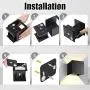 Wall Lights Living Room Led , Modern Aluminum Wall Lamp Square Cube Indoor Outdoor Waterproof Wall Light for Entrance Bar Bedroom Beside , Type of Bulbs : LED , 6W , 85-265V (Black, Warm White)