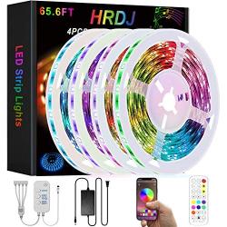 HRDJ Smart Led Strip Lights 65.6ft, Music Sync Color Change Led Light Strips 5050 SMD RGB Strip Light with Remote App Control Led Lights for Bedroom Home