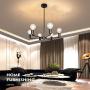 BAODEN 6 Lights Fixture Modern Matte Black Sputnik Chandelier Mid Century Pendant Light Industrial Semi Flush Mount Hanging Lamps for Dining Bedroom Kitchen Lighting