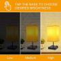Dimmable 3-Way Touch Control Bedside Lamp,Cotanic Modern Table Lamp with USB Charging Ports,Square Fabric Linen Lampshade,Decorative Nightstand Lamps for Bedroom,E26 LED Bulb Included